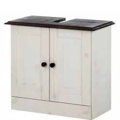 Waschbeckenunterschrank in Weiß mit Dunkelbraun - Malka