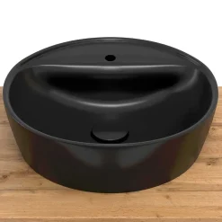 Waschkommode mit Aufsatzbecken in Schwarz - Crystoga