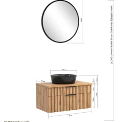 Waschkonsole & LED Spiegel & Hängeschrank - Crystoga I (dreiteilig)