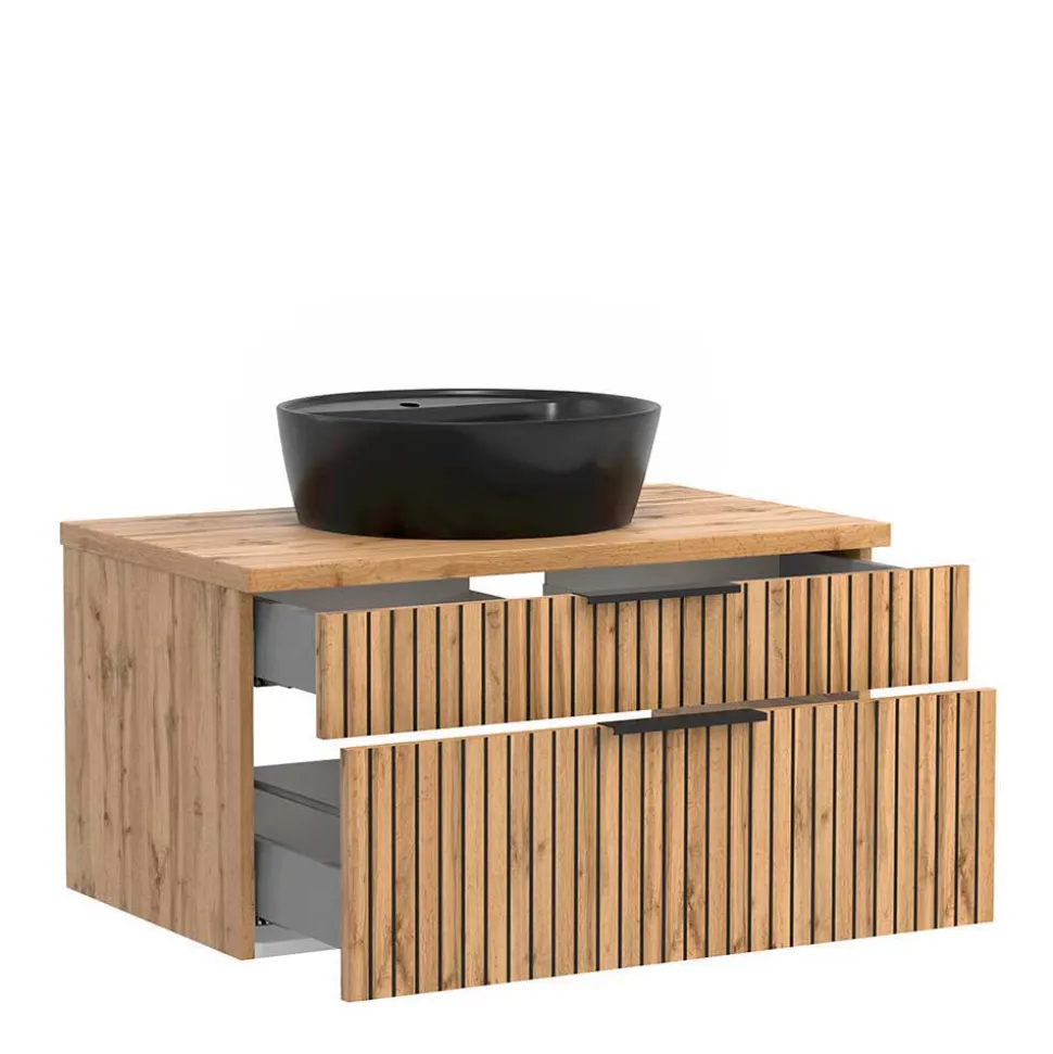 Waschkonsole & LED Spiegel & Hängeschrank - Crystoga I (dreiteilig)