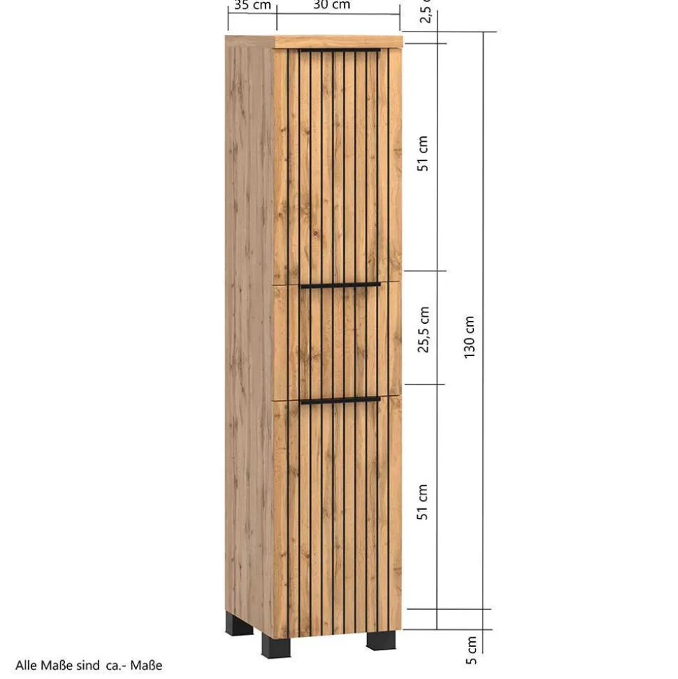 Waschkonsole & Midischrank & LED Spiegel - Crystoga (dreiteilig)