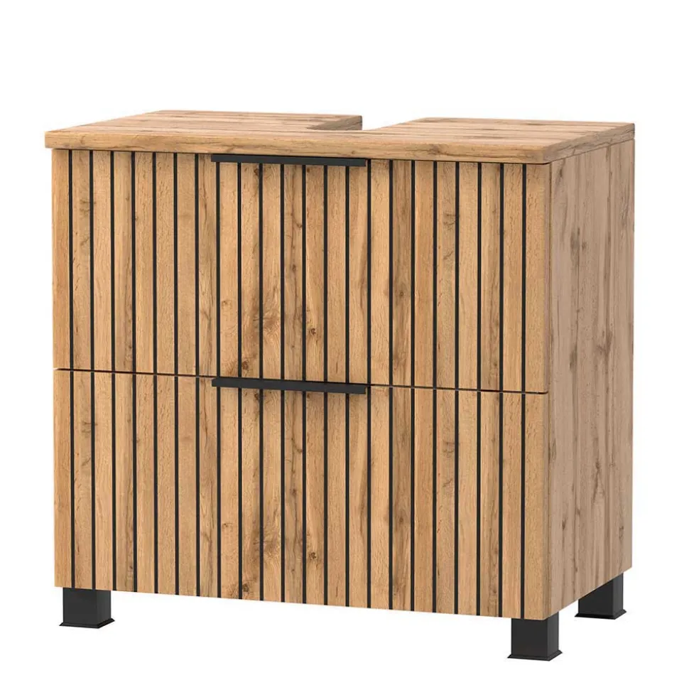 Waschkonsole & Midischrank & LED Spiegel - Crystoga (dreiteilig)