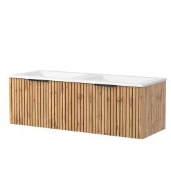 Waschkonsole Duo & Lichtspiegel & Schrank - Crystoga (vierteilig)