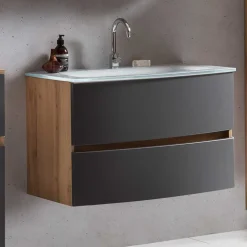 Waschkonsole in Grau & Wildeiche - Larutta