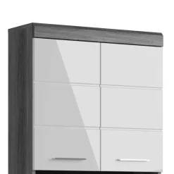 Waschmaschinenüberbau in Weiß Hochglanz & Grau - Nancys