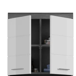 Waschmaschinenüberbau in Weiß Hochglanz & Grau - Nancys