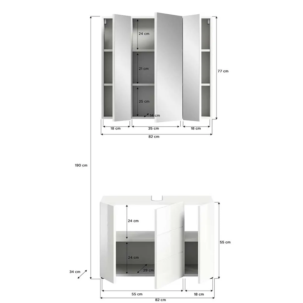 Waschplatz & Spiegelschrank Set - Vitablos (zweiteilig)