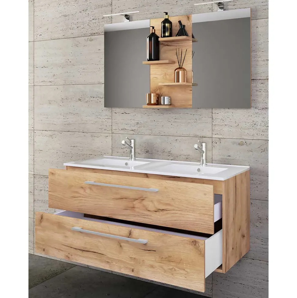 Waschplatz Kombination in Wildeiche Honig - Ursela (zweiteilig)