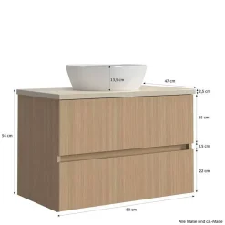 Waschplatz und Midischrank Set - Vibulam (dreiteilig)