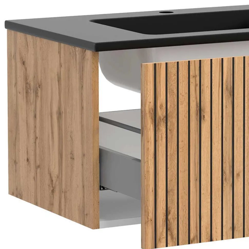 Waschtisch & LED Spiegel & Oberschrank - Crystoga (dreiteilig)