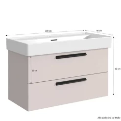 Waschtisch für eine Armatur in Hellgrau - Adendras