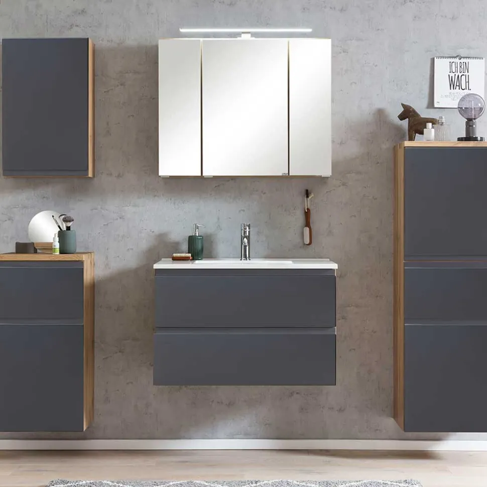 Waschtisch in mattem Grau & Wildeiche - Jambi