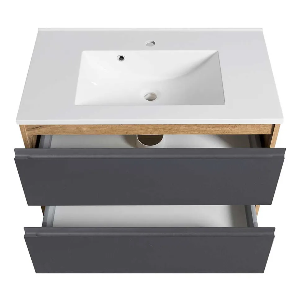 Waschtisch in mattem Grau & Wildeiche - Jambi