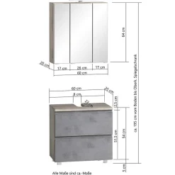 Waschtisch Kombi plus Hochschrank - Mia (dreiteilig)