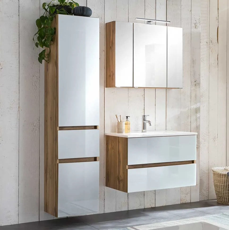 Waschtisch Möbel & Hochschrank Set - Vrendina (dreiteilig)