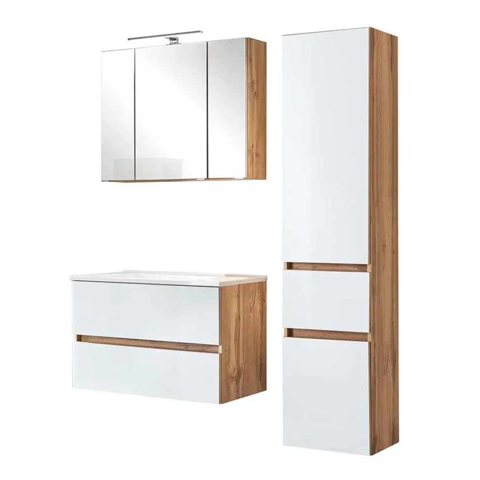Waschtisch Möbel & Hochschrank Set - Vrendina (dreiteilig)