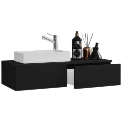 Waschtisch mit Aufsatzbecken in Schwarz - Balisca