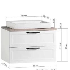 Waschtisch mit Becken in Weiß - Gyatso