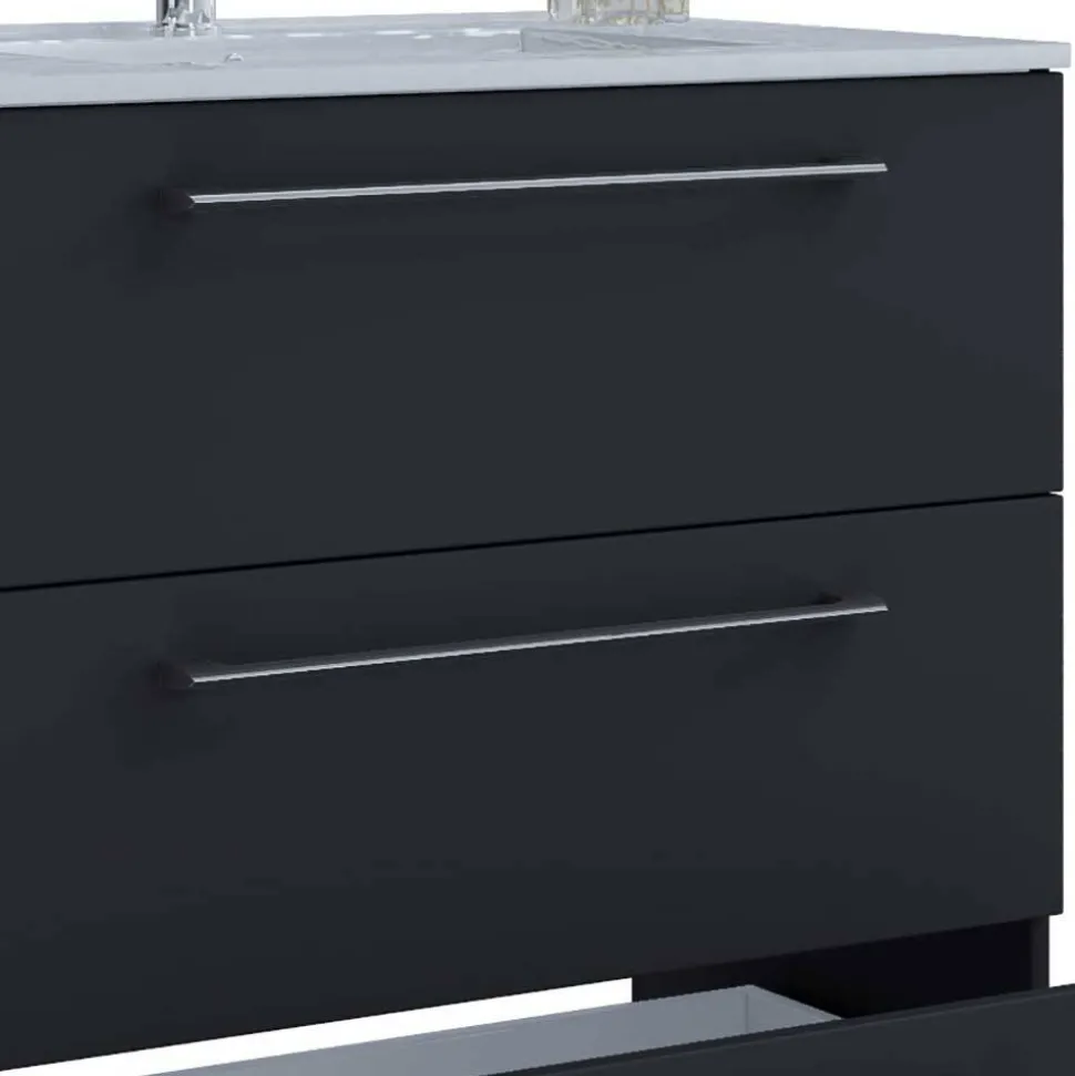Waschtisch mit drei Schubladen in Schwarz - Gloriella