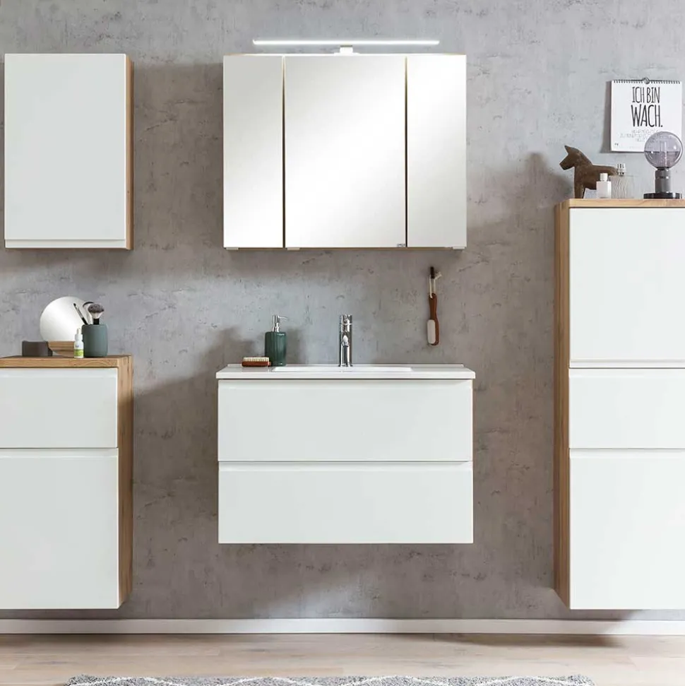 Waschtisch mit Einlasswaschbecken in Weiß - Eight