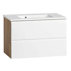 Waschtisch mit Einlasswaschbecken in Weiß - Eight