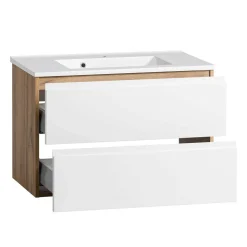 Waschtisch mit Einlasswaschbecken in Weiß - Eight