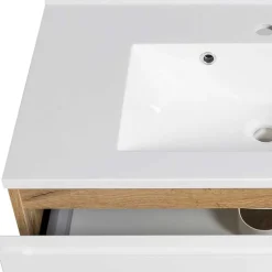 Waschtisch mit Einlasswaschbecken in Weiß - Eight