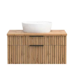 Waschtisch mit Keramik Aufsatzbecken 80 cm breit - Crystoga