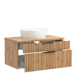 Waschtisch mit Keramik Aufsatzbecken 80 cm breit - Crystoga