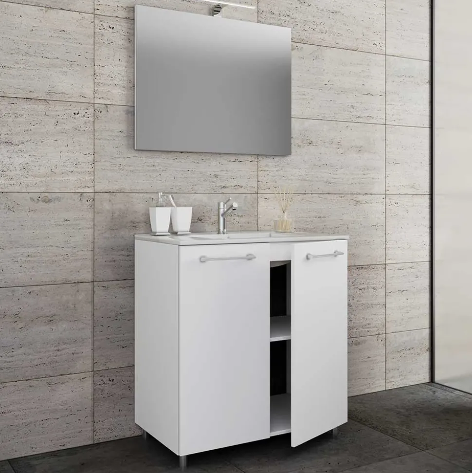 Waschtisch mit LED Spiegel Set - Ipsum (zweiteilig)