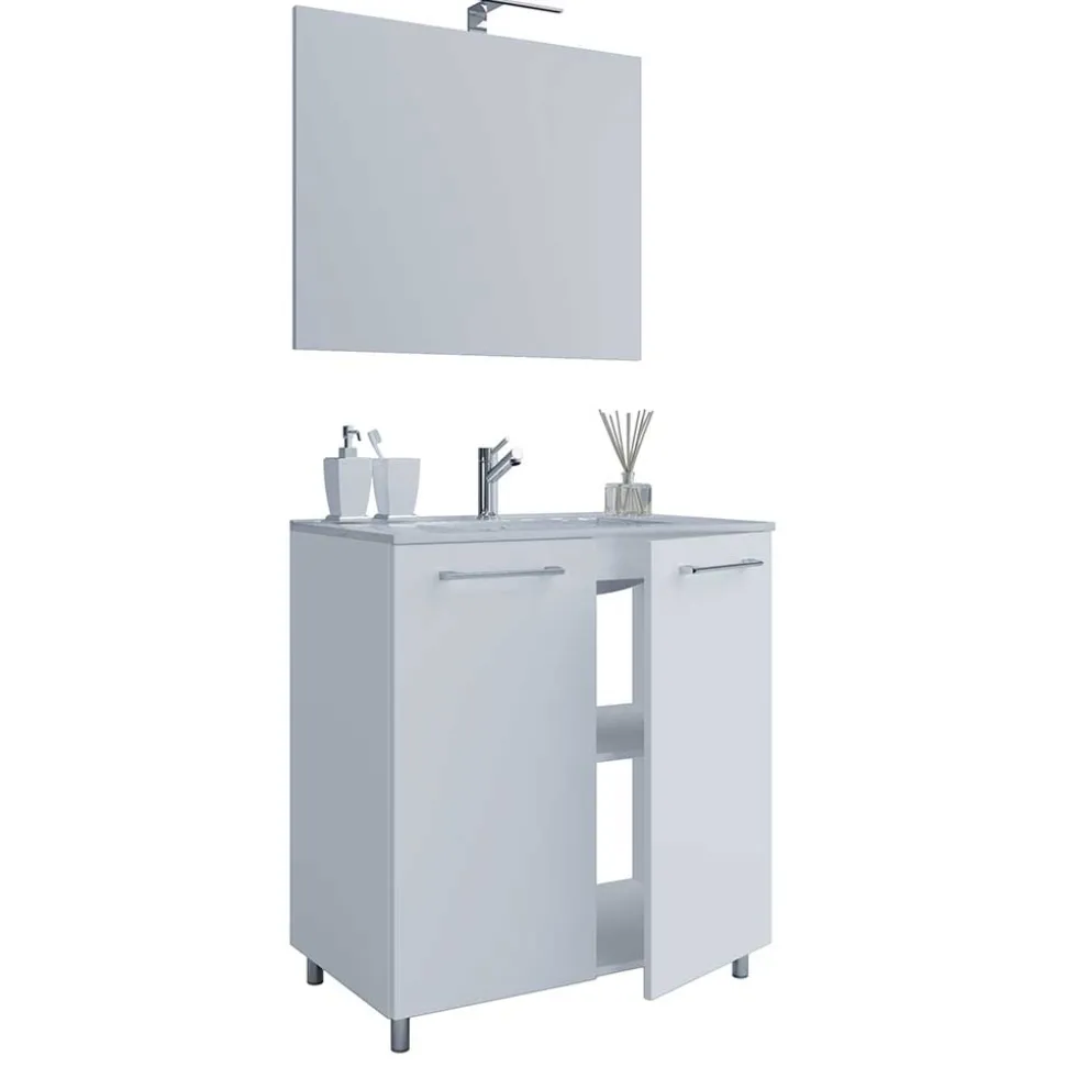 Waschtisch mit LED Spiegel Set - Ipsum (zweiteilig)