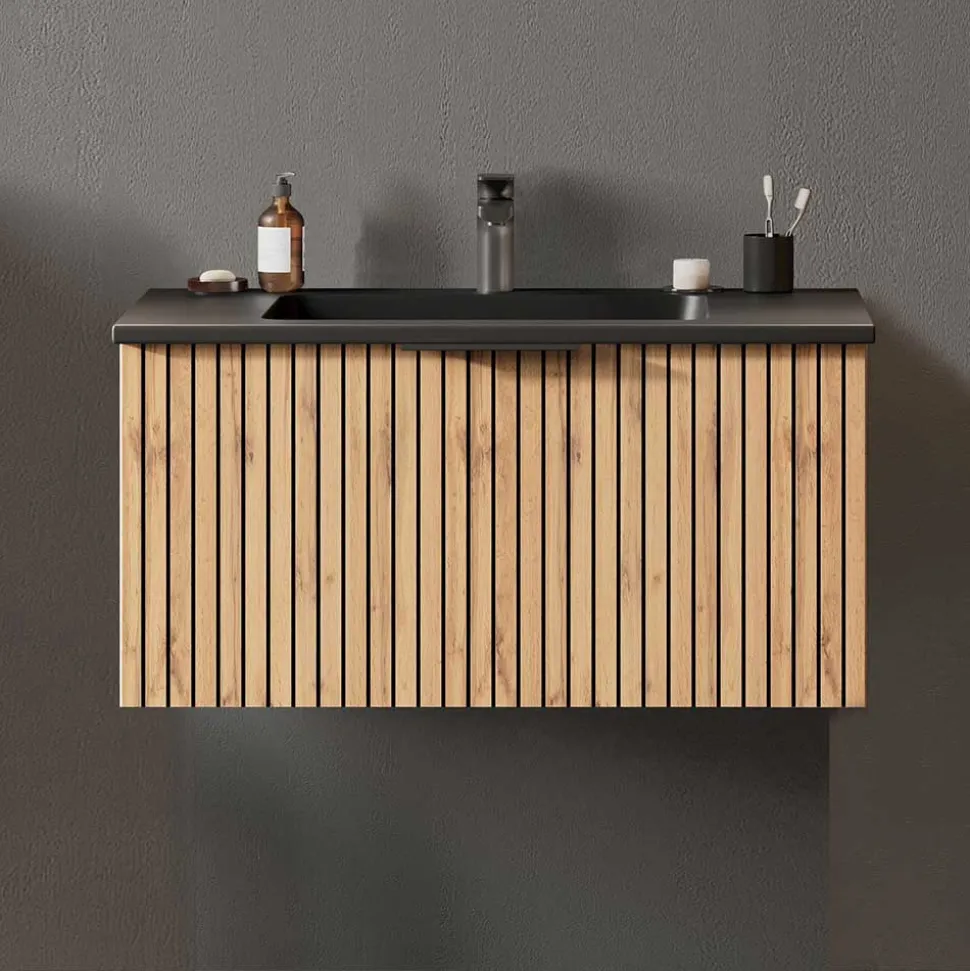 Waschtisch mit schwarzem Einlassbecken - Crystoga