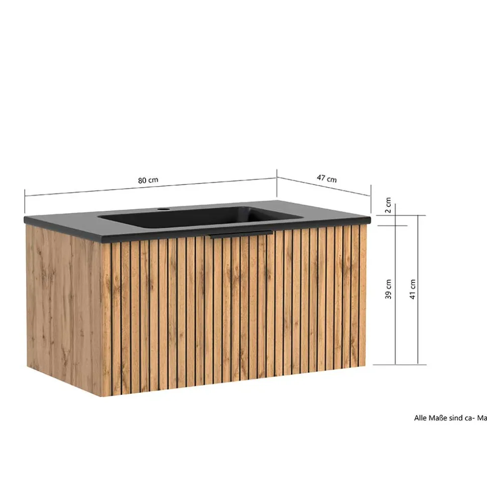 Waschtisch mit schwarzem Einlassbecken - Crystoga