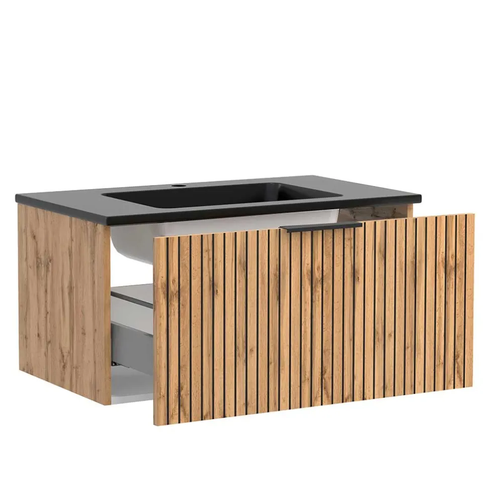 Waschtisch mit schwarzem Einlassbecken - Crystoga