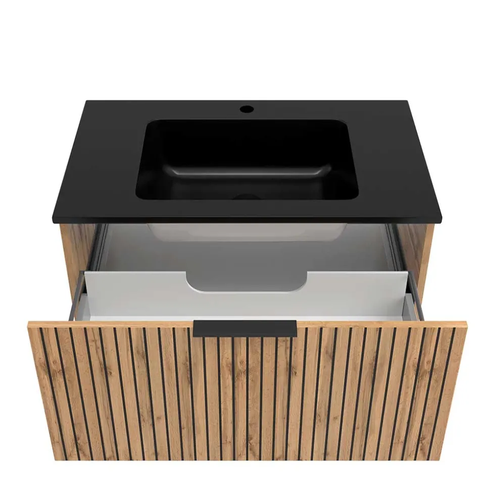 Waschtisch mit schwarzem Einlassbecken - Crystoga