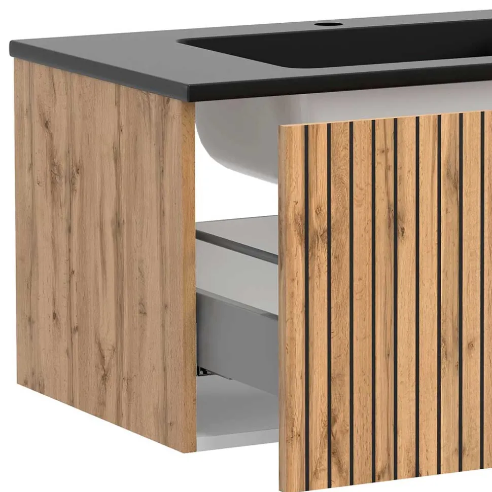 Waschtisch mit schwarzem Einlassbecken - Crystoga