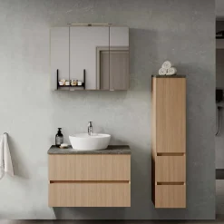 Waschtisch Set mit Midischrank fürs Bad - Leitha (dreiteilig)