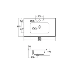 Waschtischkonsole mit Einlasswaschbecken - Vibulam