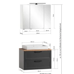 Waschtischkonsole und Spiegelschrank Set - Novelya (zweiteilig)