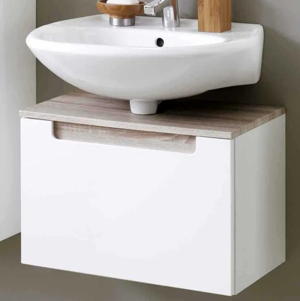 Waschtischunterschrank Tymos in Weiß Hochglanz