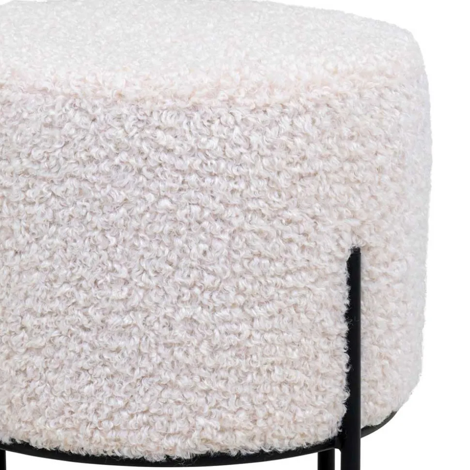 Webplüsch Hocker in Weiß - Janluca