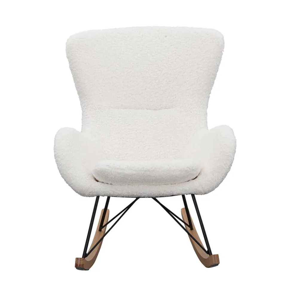 Webstoff Schaukelstuhl in Weiß - Dario