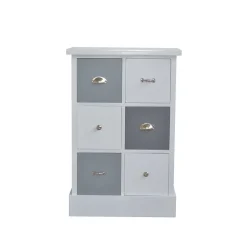 Weiß Graue Kommode Sadine mit 6 Schubladen