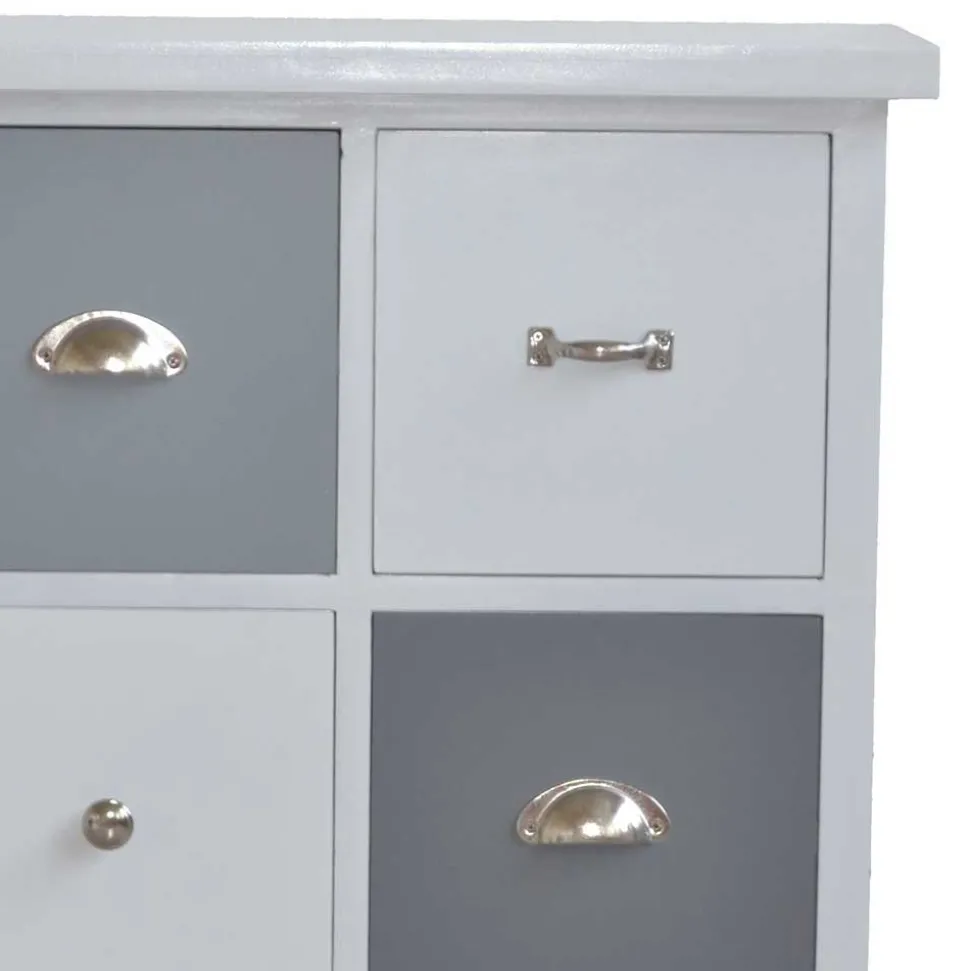 Weiß Graue Kommode Sadine mit 6 Schubladen