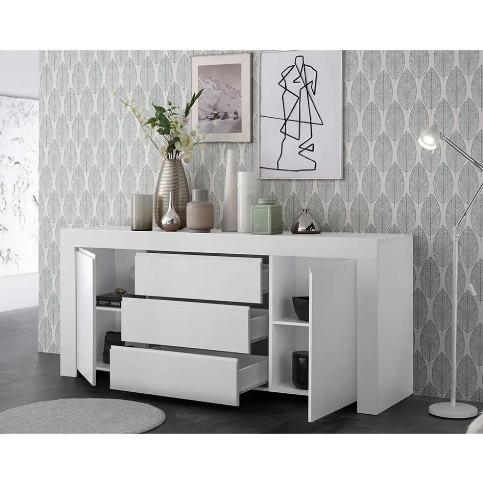 Weiß lackiertes Sideboard mit 184 cm Breite - Mikes I