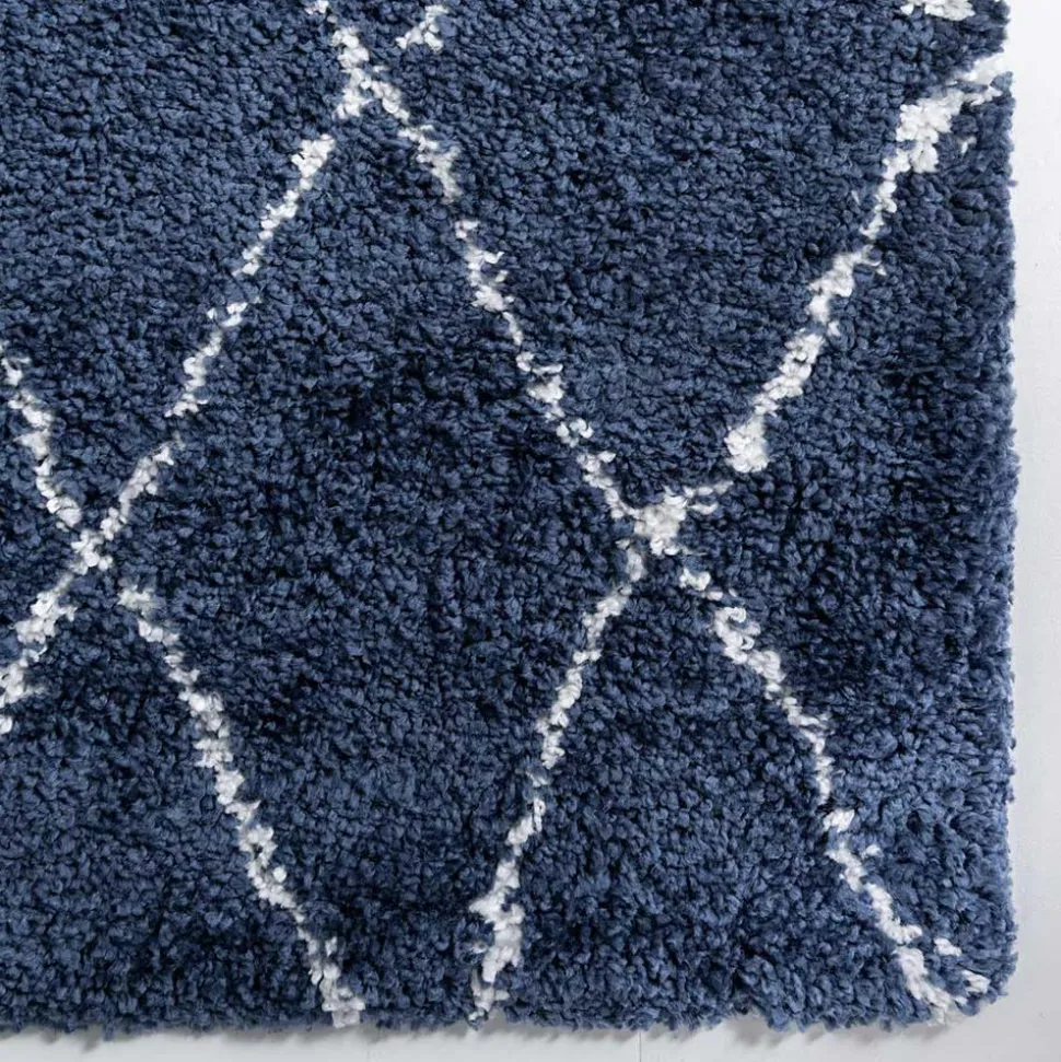 Weicher Läufer Teppich mit Hochflor in Blau - Tanko