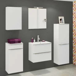 Weiße Bad Ausstattung mit LED - Livendas (fünfteilig)