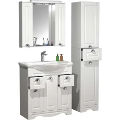Weiße Badmöbel klassisch Set - Akira (dreiteilig)