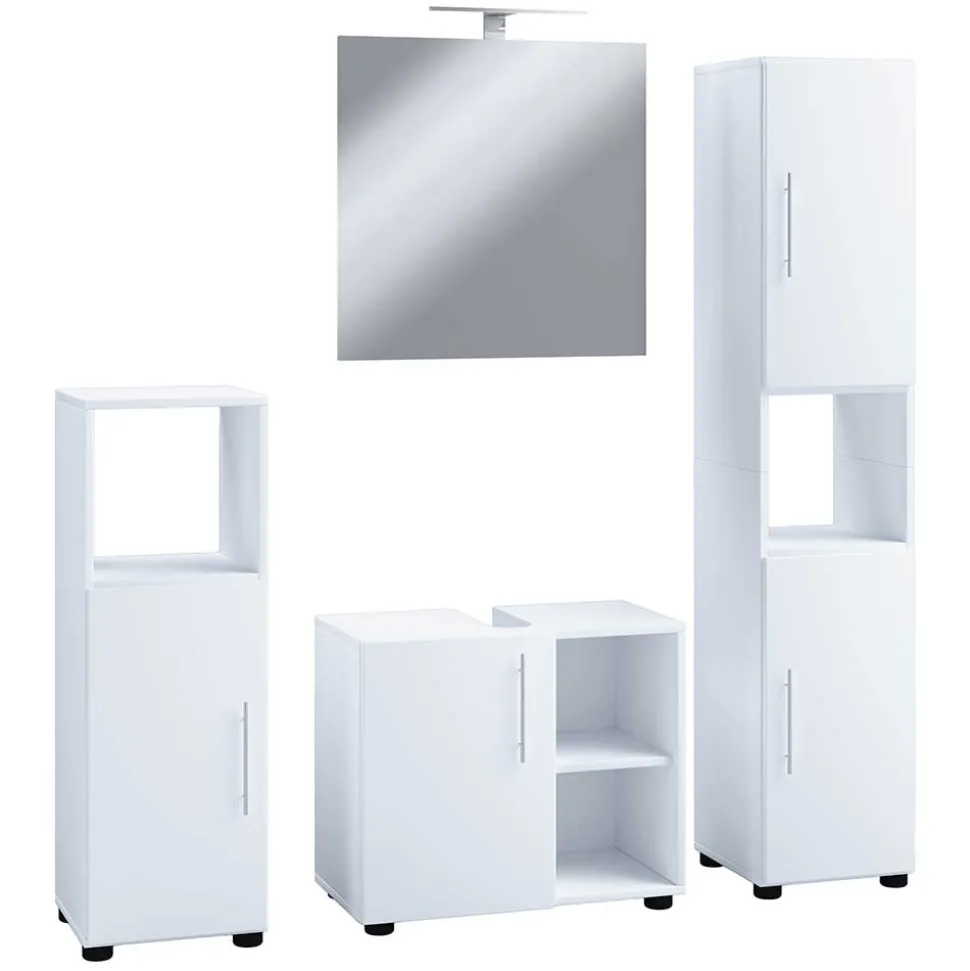 Weiße Badmöbel Kombination Set - Sua (vierteilig)