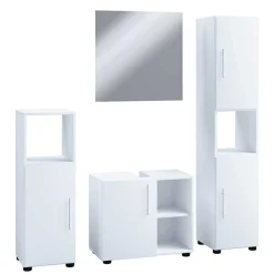 Weiße Badmöbel Kombination Set - Sua (vierteilig)